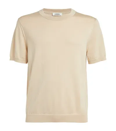 Sandro Knitted T-shirt In Gold