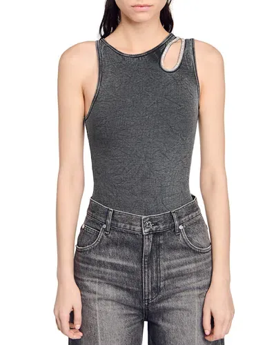 Sandro Las Vegas Bodysuit In Grey