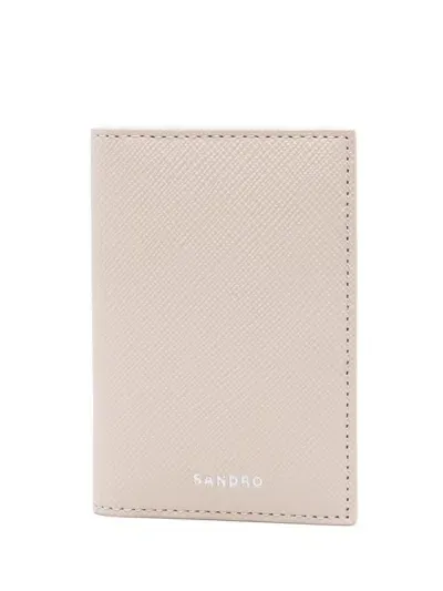 Sandro Leather Bi-fold Card Holder In Neutrals