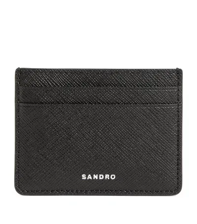 Sandro Leather Card Holder In Black