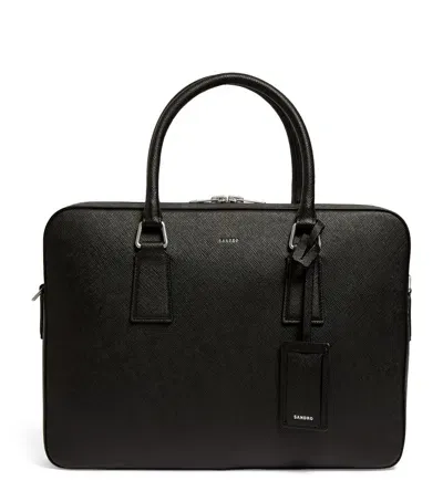 Sandro Leather Slim Briefcase In Black