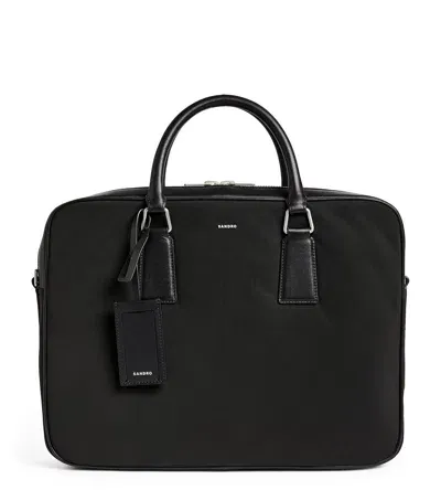 Sandro Leather-trim Briefcase In Black