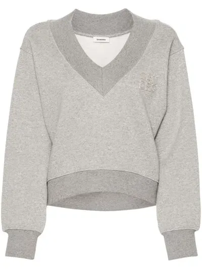 Sandro Logo-appliqué Sweatshirt In Grey