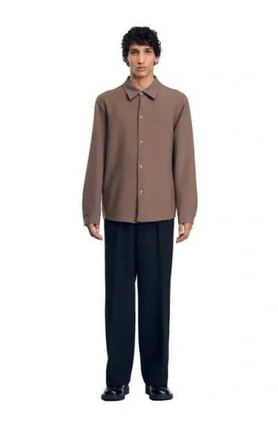 Sandro Jersey Shirt In Taupe