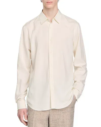 Sandro Loose Fit Button Down Shirt In White