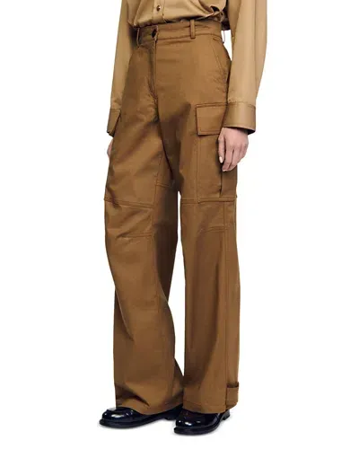 Sandro Marlon Straight Leg Cargo Pants In Clay