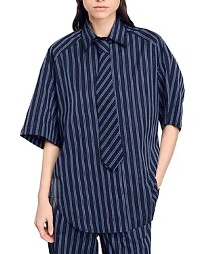 Sandro Midnight Shirt In Blue