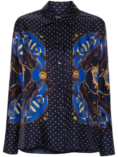 Sandro Mix-print Shirt In Blue