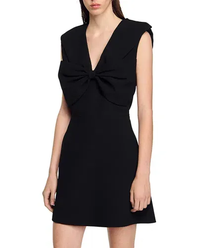 Sandro Node Dress In Black