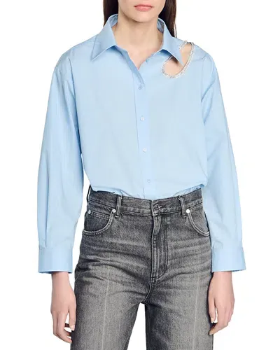 Sandro Nuage Embellished Shirt In Sky Blue