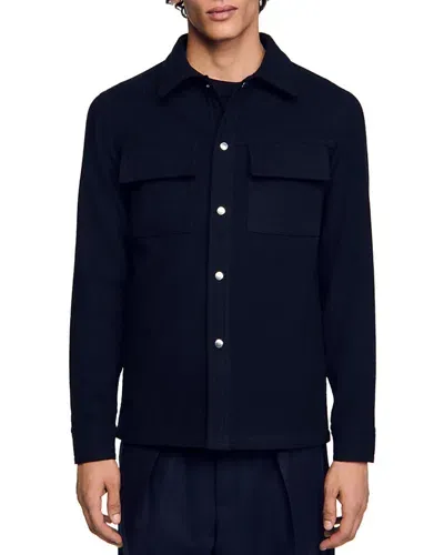 Sandro Overshirt In Navy Blue