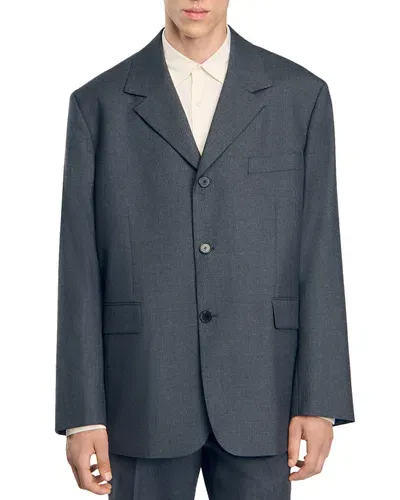 Sandro Oversized Blazer In Grey