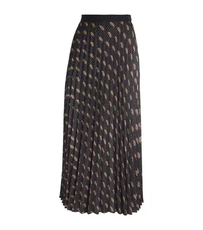 Sandro Paisley Print Pleated Skirt In Black