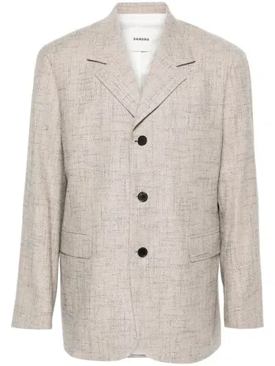 Sandro Patterned-jacquard Blazer In Neutrals