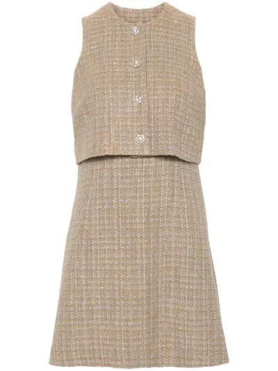 Sandro Penelope Tweed Minidress In Camel