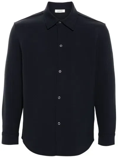 Sandro Press-stud Fastening Shirt In Blau