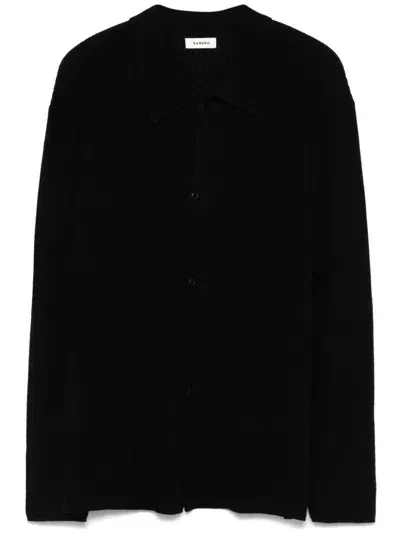 Sandro Ribbed-knit Shirt In Black