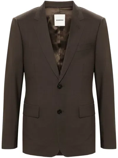 Sandro Single-breasted Blazer In Brown