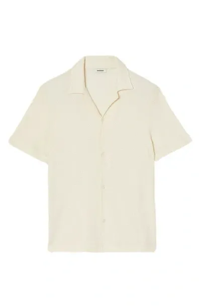 Sandro Solid Short Sleeve Button-up Shirt In Ecru