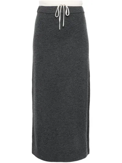 Sandro Susana Knitted Midi Skirt In Grey