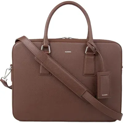 Sandro Synthetic Leather Briefcase In Black Brown