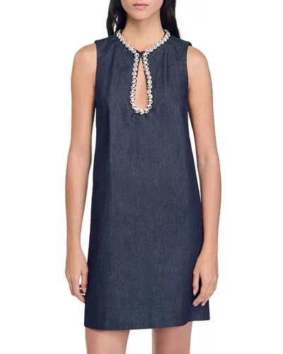 Sandro Twiggy Dress In Deep Blue