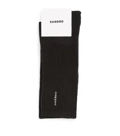 Sandro Vertical Logo Socks In Black