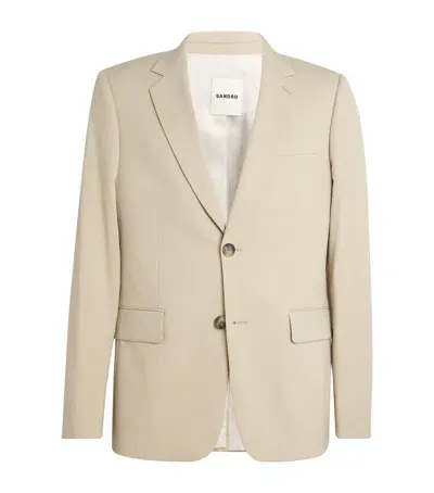 Sandro Virgin Wool-blend Blazer In Beige