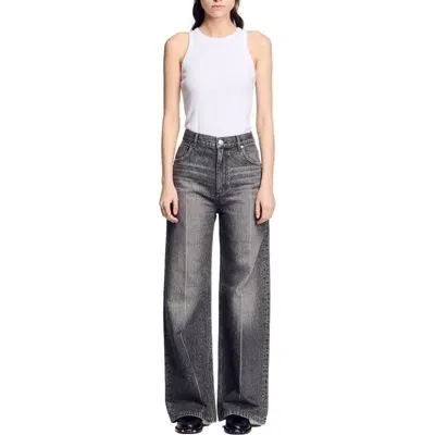 Sandro Wide-leg Jeans In Grey