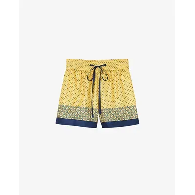 Sandro Sunday Pajama Shorts In Yellow/blue