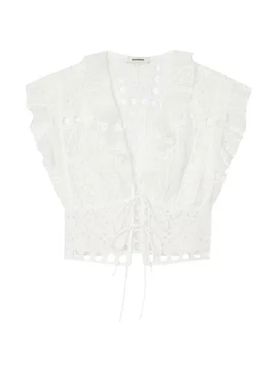 Sandro Women's Ruffled Crop Top In White