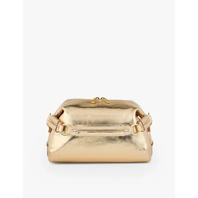 Sandro Womens  Branded Metallic Leather Cross-body Bag In Gold