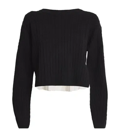 Sandro Wool-cashmere Cropped Sweater In Black