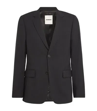 Sandro Wool Pinstripe Blazer In Black