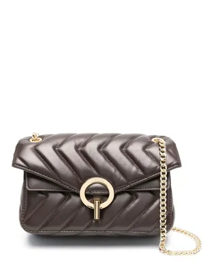 Sandro Yza Quilted Leather Shoulder Bag In Bruns