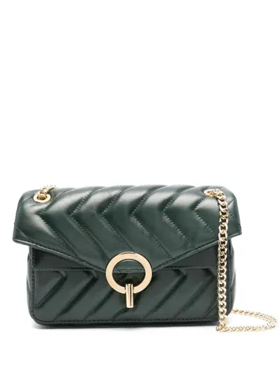 Sandro Yza Quilted Leather Shoulder Bag In Green