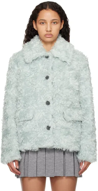 Sandy Liang Blue Peru Faux-fur Jacket In 491 Ice Blue