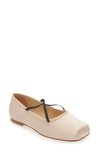 Sandy Liang Crisscross Strap Ballet Flat In Ballet Satin