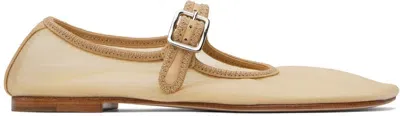 Sandy Liang Ssense Exclusive Beige Mary Jane Mesh Ballerina Flats In Sand