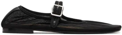 Sandy Liang Ssense Exclusive Black Mary Jane Mesh Ballerina Flats