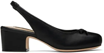 Sandy Liang Ssense Exclusive Black Slingback 45 Heels In 001 Black Nappa