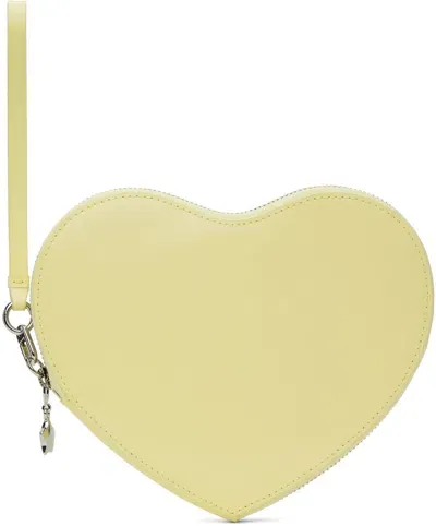 Sandy Liang Yellow Mid Heart Zip Pouch In 790 Butter