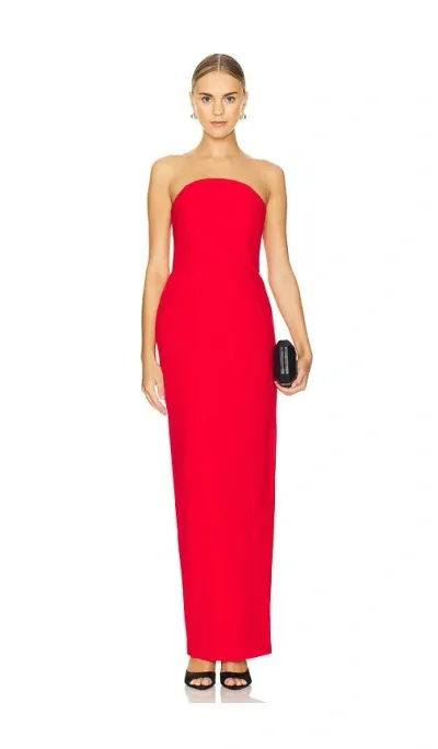 Sans Faff Half Moon Evening Dress In Red