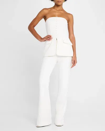 Sans Faff Marais Buttoned Crepe Trousers In White