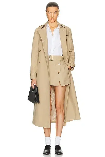 Sans Faff New York Trench Coat In Camel