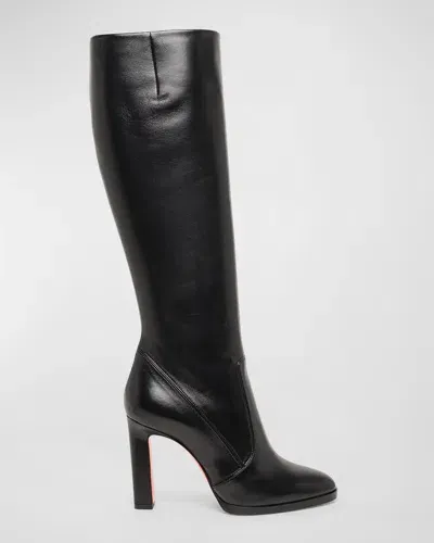 Santoni Andy Leather Stiletto Knee Boots In Black