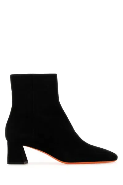 Santoni Black Suede Marta Ankle Boots