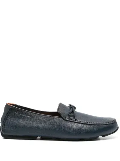 Santoni Bow Loafers In Blue