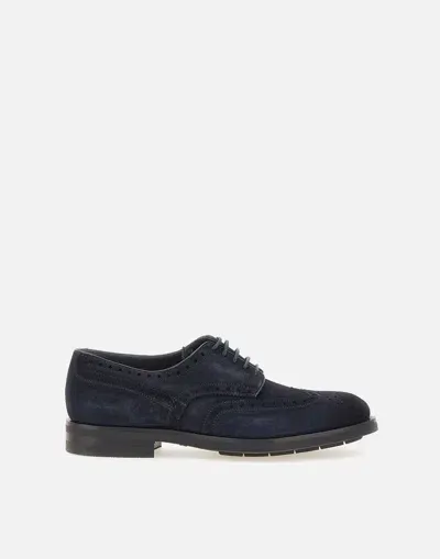 Santoni Lace-up Suede Brogues In Blue