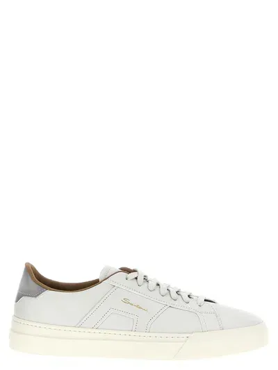 Santoni Leather Sneakers In Gray